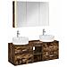 Set di mobili per il bagno 4 pcs Rovere Fumo - Foto miniatura 1