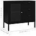 Credenza Nera 75x35x70 Cm In Acciaio E Vetro Temperato - Foto miniatura 7