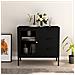 Credenza Nera 75x35x70 Cm In Acciaio E Vetro Temperato - Foto miniatura 9