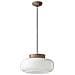 Sospensione Vintage Decò Maracana Ceramica-vetro Bianco-marrone 1 Luce E27 - Foto miniatura 1