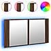 Armadietto Specchio Con Led Rovere Marrone 90x12x45cm Acrilico - Foto miniatura 2