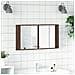 Armadietto Specchio Con Led Rovere Marrone 90x12x45cm Acrilico - Foto miniatura 3
