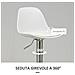 Set 2 Sgabelli Da Bar Girevoli Con Schienale, Poggiapiedi E Altezza Regolabile, 38x42x82-104cm, Bianco - Foto miniatura 5