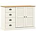 Credenza Cassetti Vigo 113x40x75 Cm Legno Massello Pino Bianco - Foto miniatura 1