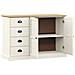 Credenza Cassetti Vigo 113x40x75 Cm Legno Massello Pino Bianco - Foto miniatura 3
