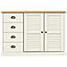 Credenza Cassetti Vigo 113x40x75 Cm Legno Massello Pino Bianco - Foto miniatura 4