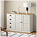 Credenza Cassetti Vigo 113x40x75 Cm Legno Massello Pino Bianco - Foto miniatura 8