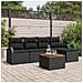 Set di Sofà da Giardino di 6 Pezzi con Cuscini Nero Polyrattan Acacia - Foto miniatura 2