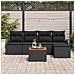 Set di Sofà da Giardino di 6 Pezzi con Cuscini Nero Polyrattan Acacia - Foto miniatura 3