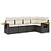 Set Divani da Giardino 5 pz con Cuscini in Polyrattan Nero - Foto miniatura 1