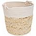 Cestino In Fibra Naturale E Cotone Marrone D32x31 - Foto miniatura 1