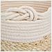 Cestino In Fibra Naturale E Cotone Marrone D32x31 - Foto miniatura 6