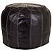 Pouf In Pelle Marrone 48x48x35h - Foto miniatura 2