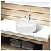 Lavandino Bagno In Ceramica Bianca Rotondo Con Foro Di Trabocco - Foto miniatura 1