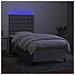 Letto A Molle Materasso E Led Grigio Chiaro 90x200 Cm Tessuto - Foto miniatura 3