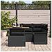 Set da pranzo da giardino 5 pezzi con cuscini Nero Polyrattan Acacia - Foto miniatura 3