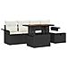 Set Divano da Giardino 6 Pezzi con Cuscini Rattan Polyrattan Nero, Divano da Giardino 2 Posti con Ripostiglio e Cuscini Rattan Polyrattan Nero - Foto miniatura 1