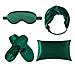 Set Da Viaggio /casa In Seta Di Gelso 19 Momme: Mascherina, Federa, Fascia Per Capelli E Pantofole Green - Foto miniatura 1