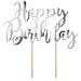 Partydeco - Decorazione Per Torte Happy Birthday Argento - Foto miniatura 1