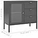 Credenza Antracite 75x35x70 Cm In Acciaio E Vetro Temperato - Foto miniatura 7