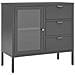 Credenza Antracite 75x35x70 Cm In Acciaio E Vetro Temperato - Foto miniatura 1
