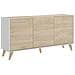 Credenza Avez, Buffet Da Soggiorno, Madia Moderna Da Salotto A 3 Ante, 155x43h75 Cm, Rovere E Bianco - Foto miniatura 2