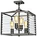 Lampadario Industrial Nordico Louvre Acciaio Canna Di Fucile Vetro 4 Luci E27 - Foto miniatura 3