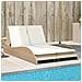 Lettino Prendisole con Cuscini Beige 114x205x73 cm Polyrattan - Foto miniatura 2