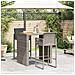 Set Bar da Giardino 3 pz con Cuscini Grigio Polyrattan Acacia - Foto miniatura 3
