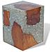 Sgabello In Legno Di Teak E Resina 30x30x40 Cm - Foto miniatura 3