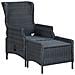 Sedia da Giardino Reclinabile con Pouf Polyrattan Grigio Scuro - Foto miniatura 3