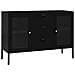 Credenza Nera 105x35x70 Cm In Acciaio E Vetro Temperato - Foto miniatura 2
