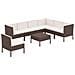 Set Divani Da Giardino 8 Pz Con Cuscini In Polyrattan Marrone - Foto miniatura 2