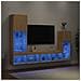 Mobili Tv A Muro Con Led 4pz Rovere Sonoma Legno Multistrato - Foto miniatura 3