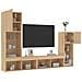 Mobili Tv A Muro Con Led 4pz Rovere Sonoma Legno Multistrato - Foto miniatura 4