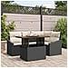 Set da Pranzo da Giardino 5 Pezzi con Cuscini Rattan Poliestere Nero - Foto miniatura 2