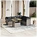Set Divani da Giardino 7 pz con Cuscini Grigio in Polyrattan - Foto miniatura 2