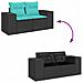 Set Divano da Giardino 5 pz con Cuscini Nero Polyrattan Acacia - Foto miniatura 7