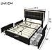 Letto Matrimoniale Con Illuminazione Led E Cassetti In Pu Nero Elegante - Foto miniatura 2