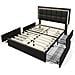 Letto Matrimoniale Con Illuminazione Led E Cassetti In Pu Nero Elegante - Foto miniatura 3