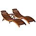 Lettino Prendisole 3 pz con Tavolino in Legno Massello d'Acacia - Foto miniatura 1