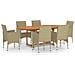 Set Mobili da Pranzo per Giardino 7 pz in Polyrattan Beige - Foto miniatura 1