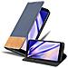 Custodia Compatibile Con Samsung Galaxy A6 Plus 2018 In Blu Scuro Marrone - Coperchio Protettiva Con Chiusura Magnetica, Funzione Stand E Tasca Per Le Carte - Foto miniatura 1