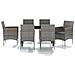 Set Da Pranzo Per Giardino 7 Pz Con Cuscini Grigio E Nero - Foto miniatura 2