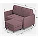 Divano Karay 2 Posti (due Sedute Da 60cm) + Pouf Misure Esterne L. 138 P. 155 Colore Prugna - Foto miniatura 3
