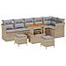 Set di divani da giardino  9 pezzi con cuscini Beige Polyrattan Acacia, Set da pranzo da giardino  3 pezzi con cuscini Beige Polyrattan Acacia - Foto miniatura 1