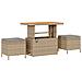 Set di divani da giardino  9 pezzi con cuscini Beige Polyrattan Acacia, Set da pranzo da giardino  3 pezzi con cuscini Beige Polyrattan Acacia - Foto miniatura 6