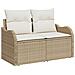 Set di Divani da Giardino da 9 Pezzi con Cuscini Beige in Poli Rattan, Divano da Giardino a 2 Posti con Cuscini Beige in Poli Rattan - Foto miniatura 4