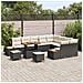 Set Divano Giardino  da 12 Pezzi con Cuscini Rattan Nero Acacia, Set Tavolo Giardino  da 3 Pezzi con Cuscini Rattan Nero Acacia - Foto miniatura 3