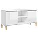 Mobile TV con Gambe Legno Massello Bianco Lucido 103,5x35x50 cm - Foto miniatura 1